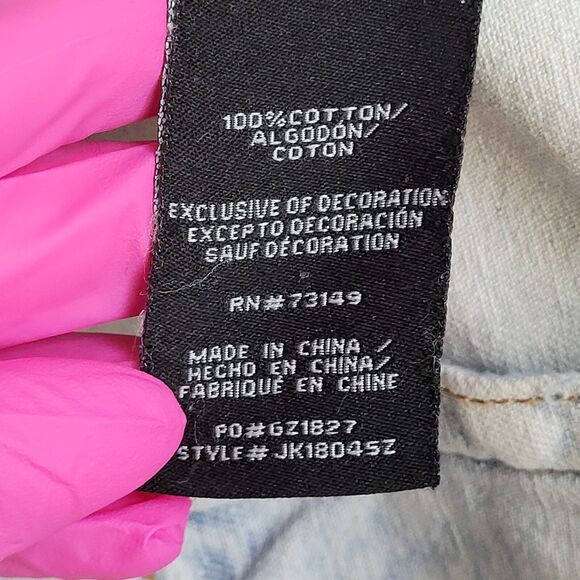 Pop-Art Denim Jacket Womens Medium 19x23 Faded Light-Wash - Picture 7 of 14